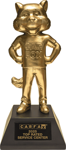 The 2025 Golden Car Fox trophy given to Carfax Top-Rated Service Centers