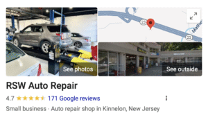 RSW Auto Repair Google Reviews Kinnelon NJ 5 stars Morris County automotive